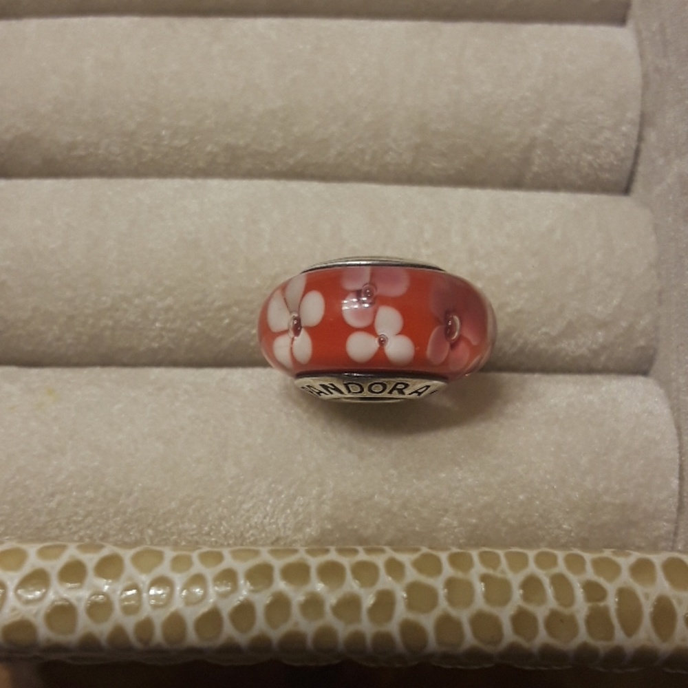 Red flowered murano authentic pandora